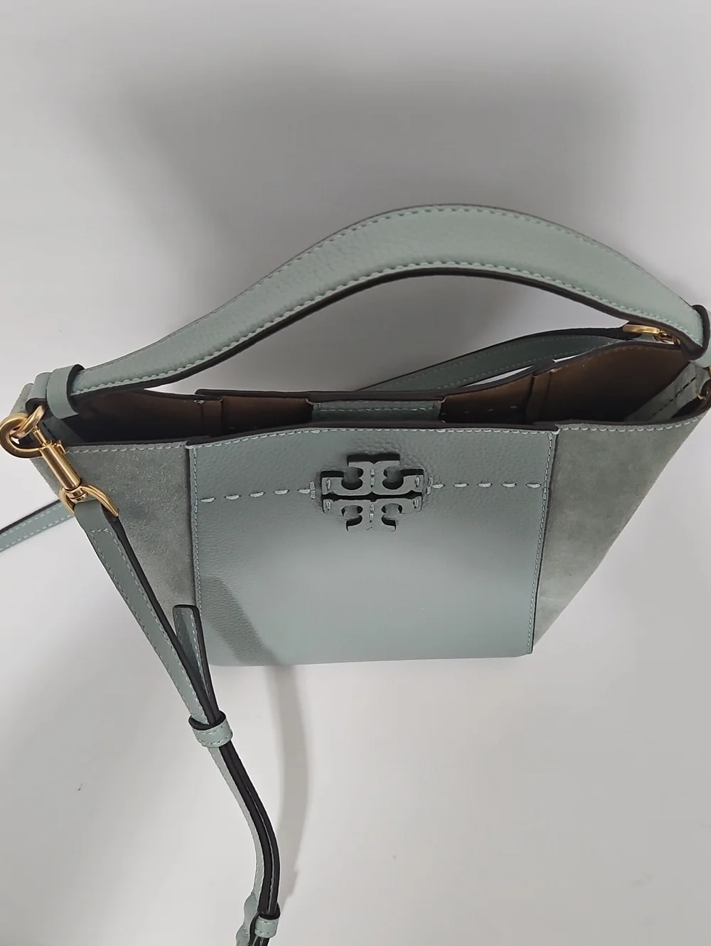 Tory Burch McGraw Small Bucket Bag Artic Blue